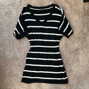 Express black and white striped sweater dress